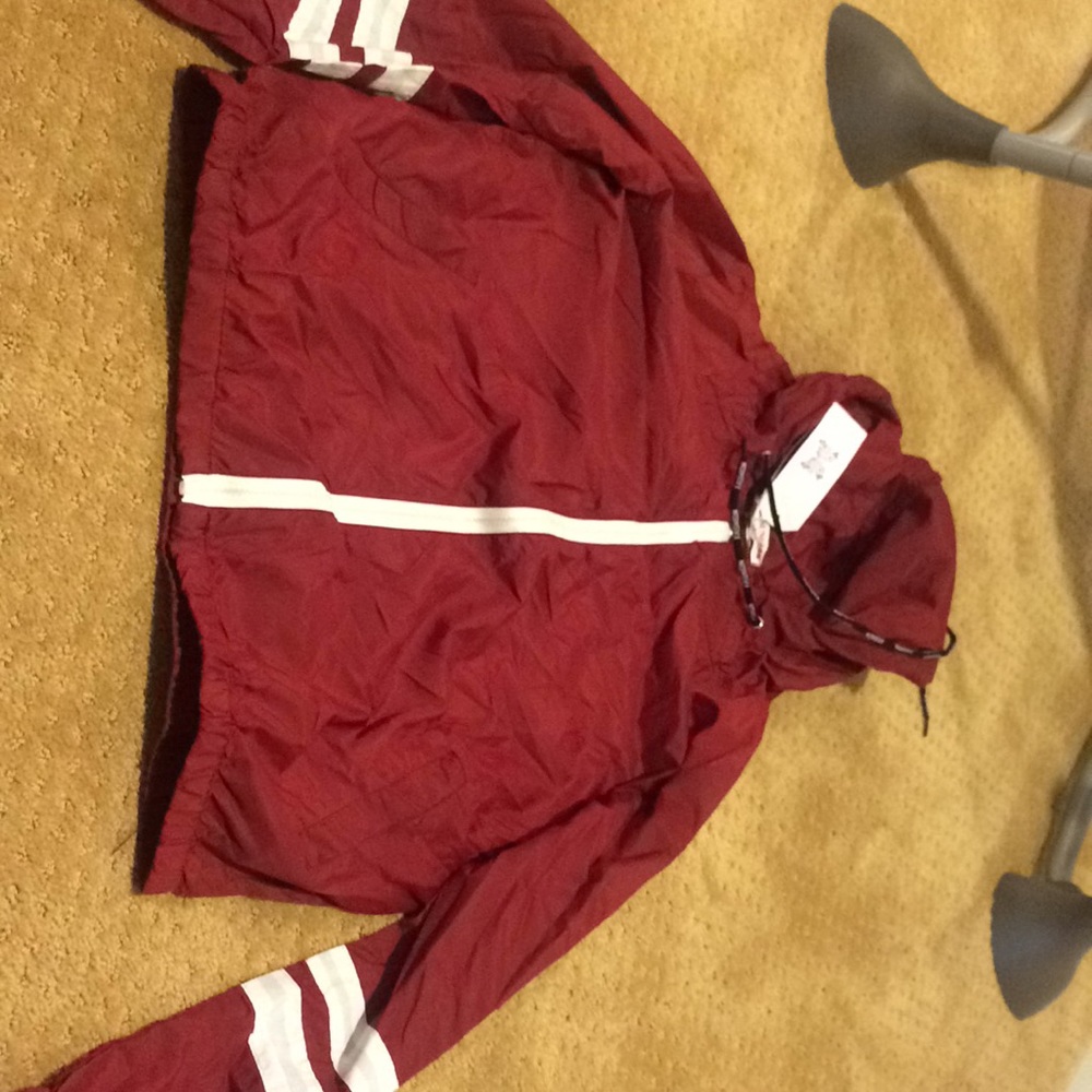 Burgundy jersey style windbreaker